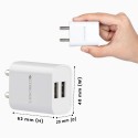 ZEBRONICS Zeb-MA5222 USB Charger Adapter with 1 Meter Micro USB Cable, 2 USB Ports