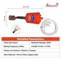 Abirami Floating Water Heater 2000W BIG 100% Copper Heating Tube Portable Shockproof Auto cut-off
