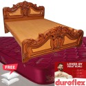 4Ft Cot Italian Teakwood and Duroflex Bed Combo Offer Set FREE Pillows