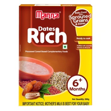 Manna Dates Rich - Ready to cook - Baby Food With Essential Vitamins & Minerals 200g Box