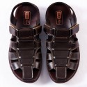 Men's Closed Toe Rich PU Leather Dark Brown Sandals