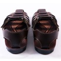 Men's Closed Toe Rich PU Leather Dark Brown Sandals