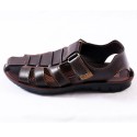 Men's Closed Toe Rich PU Leather Dark Brown Sandals