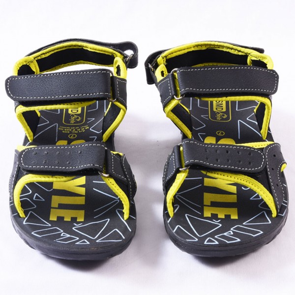 Trekking and Hiking Black Yellow Sandals with Straps for College Boys 