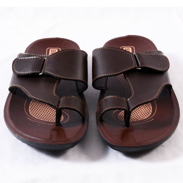 Men's PU Leather Dark Brown Sandals Tamilnadu Traditional Style