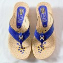 Blue Canvas and Yellow Flower Printed Women's Sandals 401