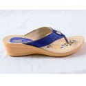 Blue Canvas and Yellow Flower Printed Women's Sandals 401