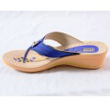 Blue Canvas and Yellow Flower Printed Women's Sandals 401