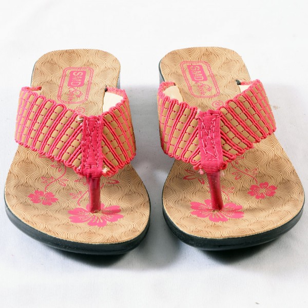 Pink Canvas Flower Printed Women's Sandals 307