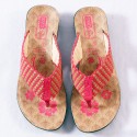 Pink Canvas Flower Printed Women's Sandals 307