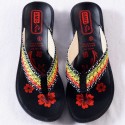 Black Colour Red Flower Printed Women's Sandals 307