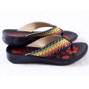 Black Colour Red Flower Printed Women's Sandals 307