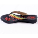 Black Colour Red Flower Printed Women's Sandals 307