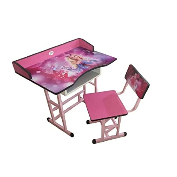 Chanss Kids Study Table - Steel Height Adjustable Kids Study Table Desk and Chair Set with Storage Workstation for 3-15 Years Old (Pink).