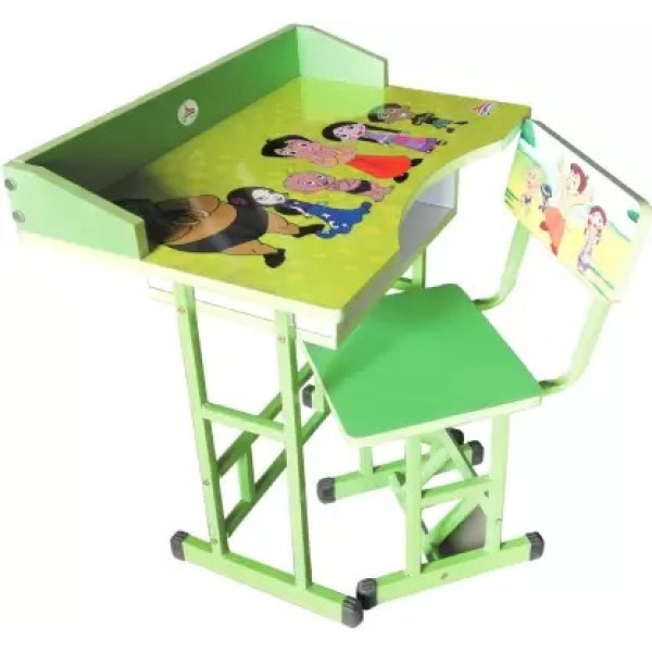 Chanss Kids Study Table and Chair Metal Desk Chair Green Color Finish Color Glossy