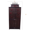 Odhi Wooden Pooja Stand 5x2.5ft With Kalasam, Cabinet, Centre Tray PS051