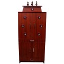 Odhi Wooden Pooja Stand 5x2.5ft With Kalasam, Cabinet, Centre Tray PS051