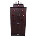 Odhi Wooden Pooja Stand 5x2.5ft With Kalasam, Cabinet, Centre Tray PS051