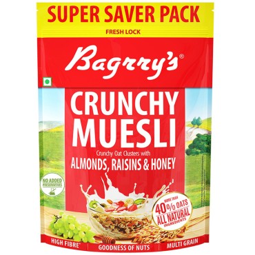 Bagrry's Crunchy Muesli with Oats, Almonds, Raisins and Honey 750g Supersaver Pack