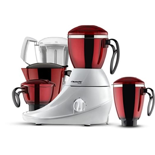 Butterfly Desire Mixer Grinder with 4 Jars (Red and White)