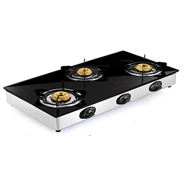 Butterfly Grand 3 Burner Glass Gas Stove Black