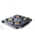 Butterfly Prism Glass 4 Burner Gas Stove, Black/Red Front Knob