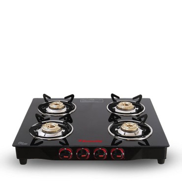 Butterfly Quadro Glass 4 Burner Gas Stove, Black Manual