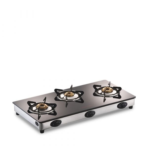 Butterfly Radiant 3 Burner Glass Top Gas Stove (Black)