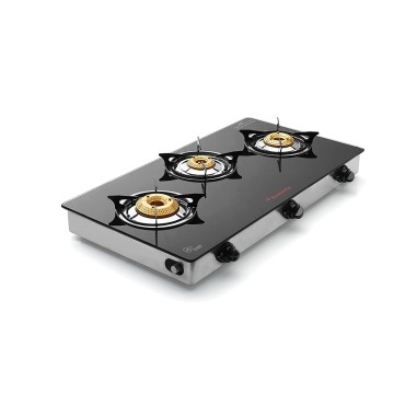 Butterfly Reflection Plus 3 Burner Glass Top Stove Black/Silver