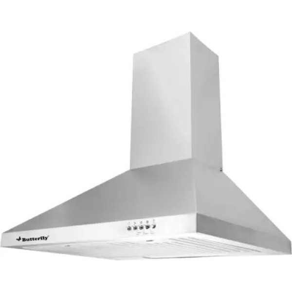 Butterfly Rhino Wall Mounted Chimney  (Silver 700 m3/h)