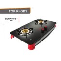 Butterfly Spectra Plus Glass 2 Burner Gas Stove, Black/Pink, Manual Top Knob