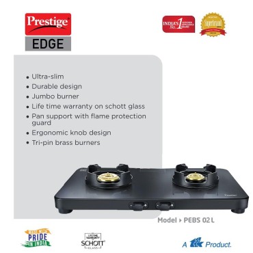 Prestige Edge Gas Table PEBS 02 - Black Gas Stove