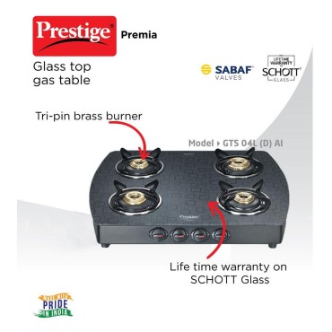 Prestige Premia SCHOTT Glass Top Gas Tables -GTS 04 (D) Gas Stove