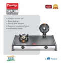 Prestige Svachh Glass Top GTSV-02 - L.P Gas Table With Liftable Burnerset, 2 Burners Gas Stove