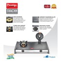 Prestige Svachh Glass Top GTSV-02 - L.P Gas Table With Liftable Burnerset, 2 Burners Gas Stove