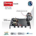 Prestige Svachh Glass Top- L.P Gas Table With Liftable Burnerset, 4 Burners Gas Stove