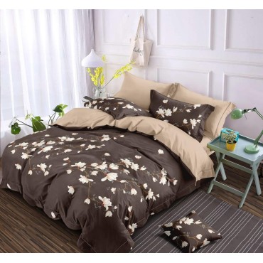 Bed and Pillow Covers 90x95 Luxury Brown Florals
