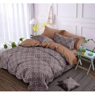 Bed and Pillow Covers 90x95 Luxury Brown Pattern