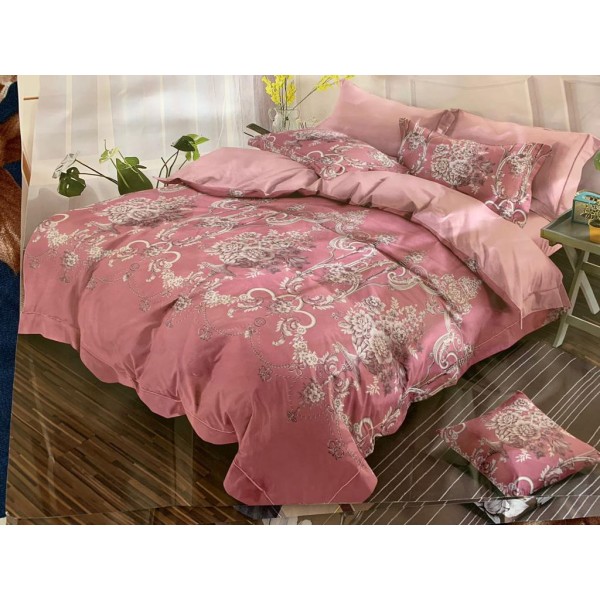 Bed and Pillow Covers 90x95 Luxury Pink Flowers