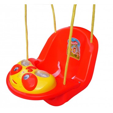 Swing for Kids with Music - Beetle Baby Swing Toy for Indoor and Outdoor - for Boys and Girls (Red)