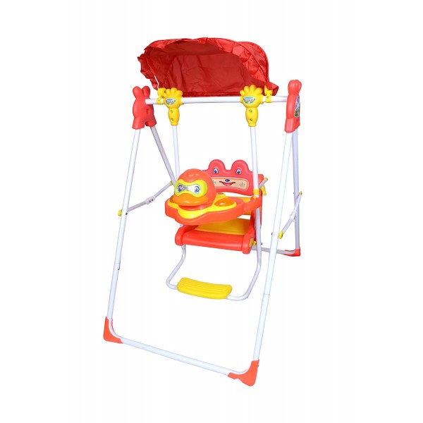 Musical Daizy Swing for Kids - Baby Swing with Stand and Metal Body Frame - Perfect for Indoor and Outdoor - for Boys and Girls (red)