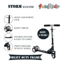 Storm Three Wheel Foldable Kick Scooters for Boys and Girls (Black)