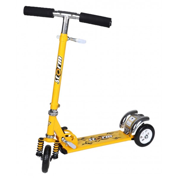 Storm Three Wheel Foldable Kick Scooters for Boys and Girls (yellow)