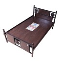 Double Cot 4 x 6 1/4 Ft  (48" x 75") Walnut Luxury Wooden Cot with Steel Frame