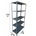 Steel Rack Grey 5 Shelf 15 x 36 x 72 Inch Slotted Angle Rack