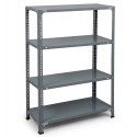 Steel Rack Grey 4 Shelf 18 x 36 x 48 Inch Slotted Angle Rack