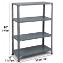 Steel Rack Grey 4 Shelf 18 x 36 x 60 Inch Slotted Angle Rack
