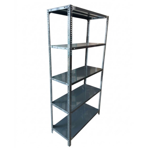 Steel Rack Grey 5 Shelf 15 x 36 x 72 Inch Slotted Angle Rack